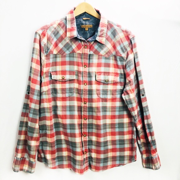 JACHS Girlfriend Tops - JACHS Girlfriend Flannel Button-Down Shirt